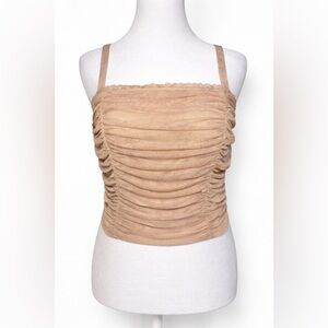 Torrid Blush Pink Ruched Lace Trim Crop Top Size 1 Plus Size Cami